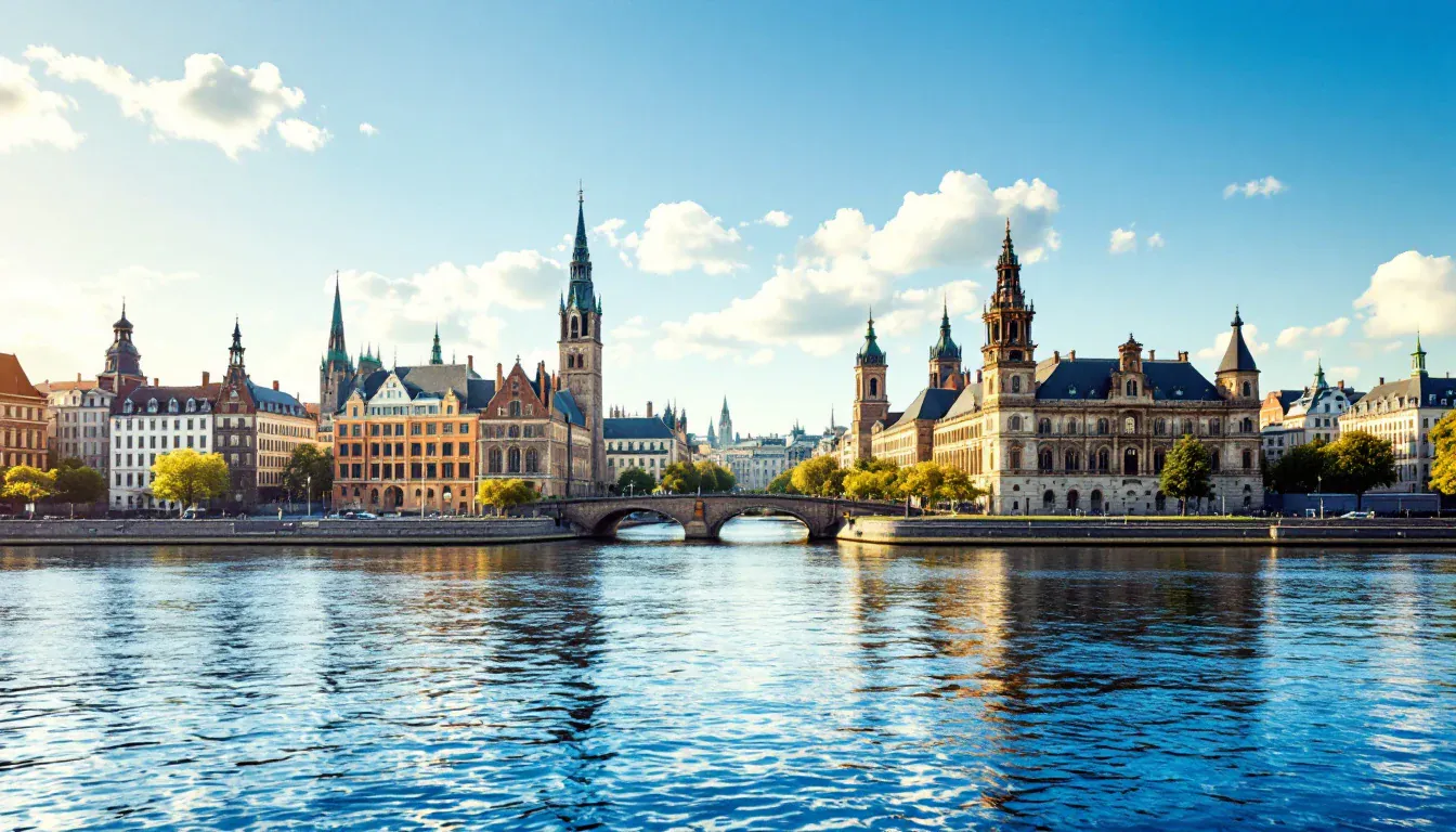 Regierungsgebaeude am Flussufer als Sinnbild fuer die politische Bewertung eines Lastenausgleichs